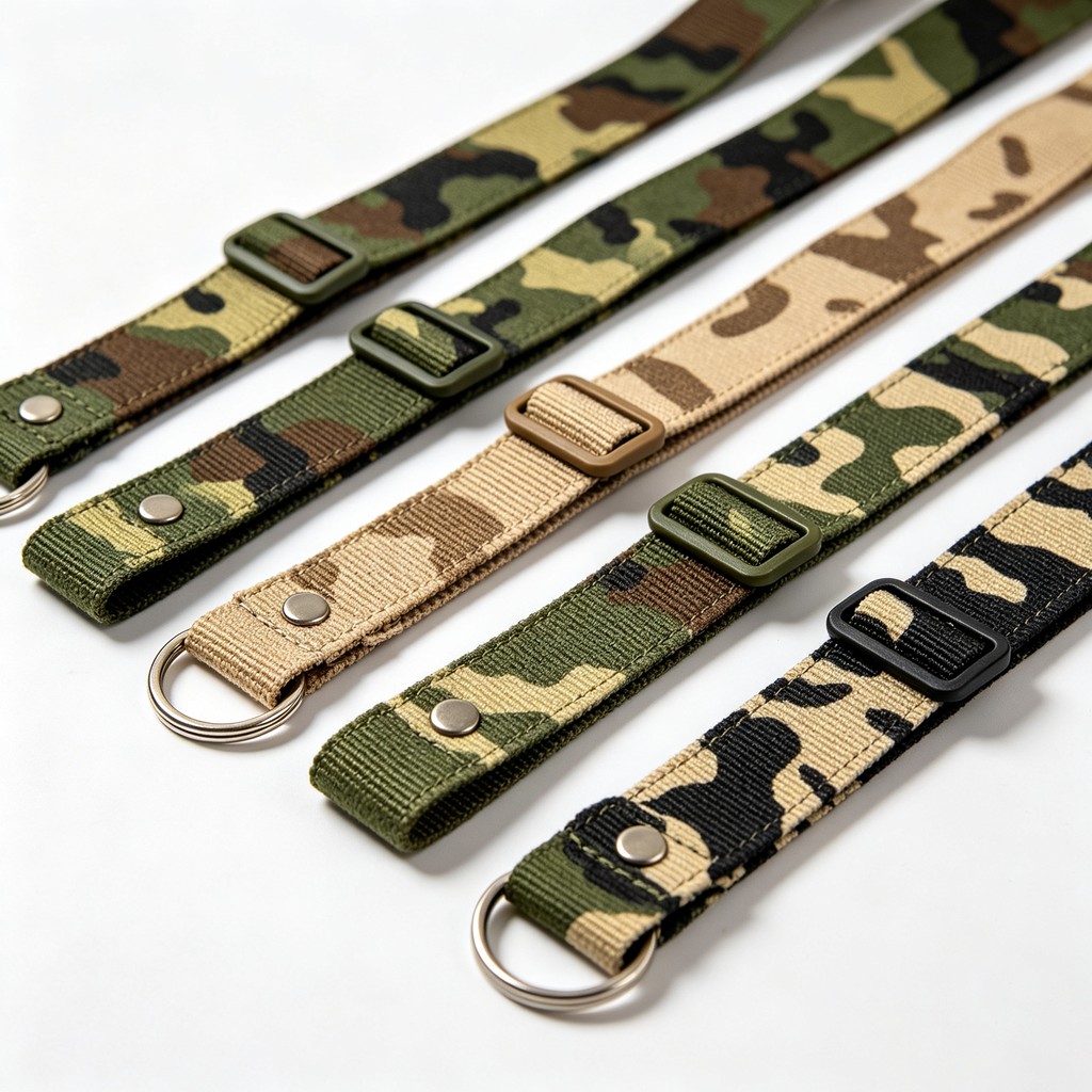 Camouflage Pattern Jacquard Polyester Webbing Wrist Lanyard Keychain with Snap Button